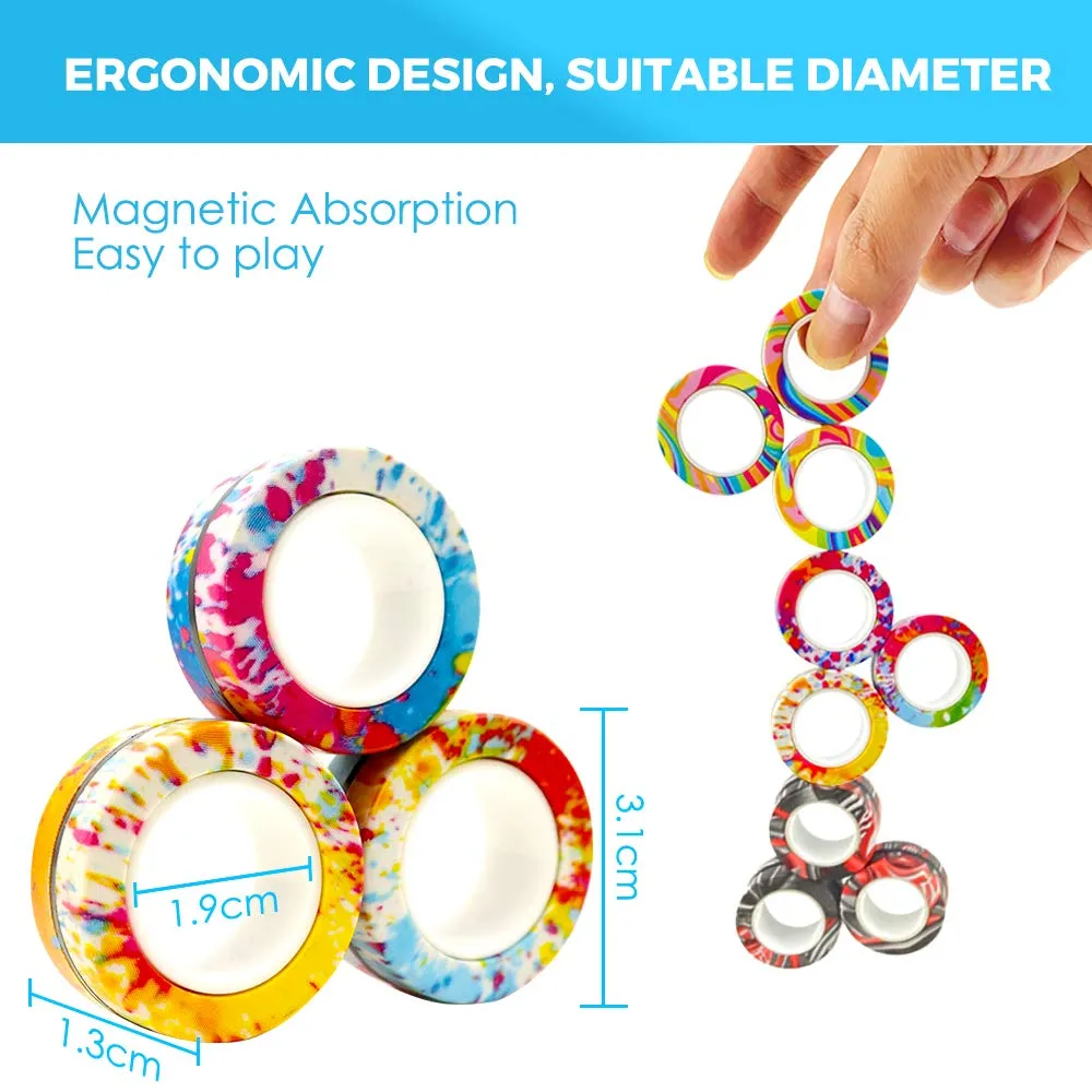 finger magnetic ring fidget toys colorful finger rings toy great for training relieves reducer autism anxiety 