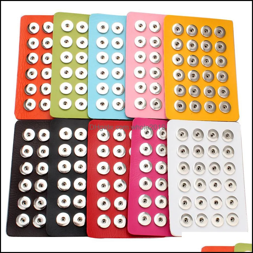 pu leather 18mm 12mm snap button display for 24pcs snaps storage jewelry soft displays holder