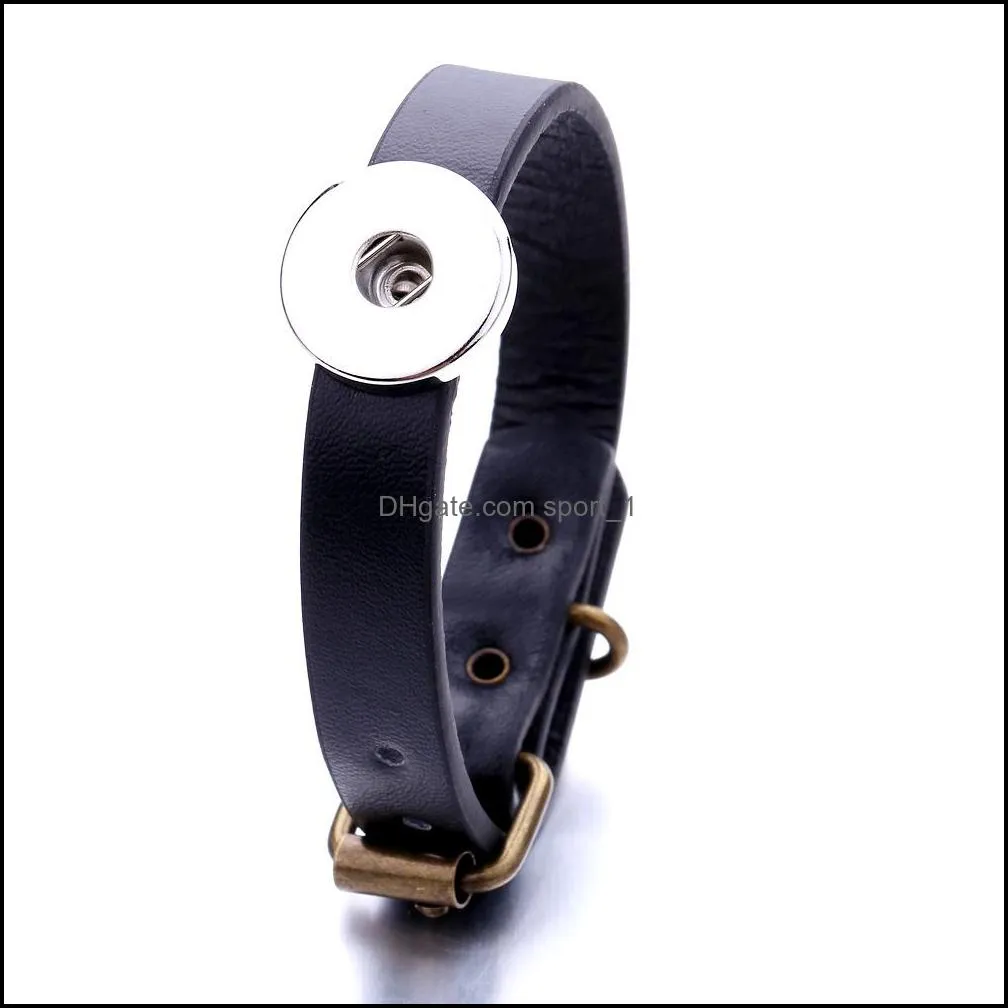 pu leather band bracelet fit 18mm snap button charms bracelet bangle jewelry for women men s11