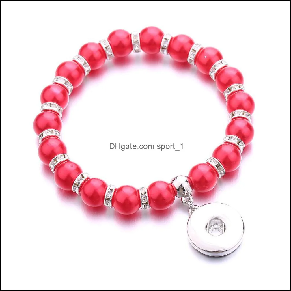 colorful style acrylic beads strand bracelet 18mm snap button charms bracelet jewelry for women men