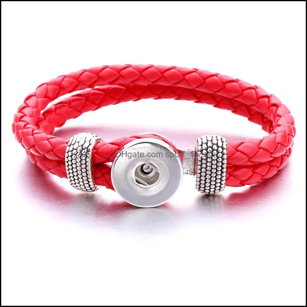 colorful ethnic style woven rope band bracelet fit 18mm snap button charms bracelet bangle jewelry for women men