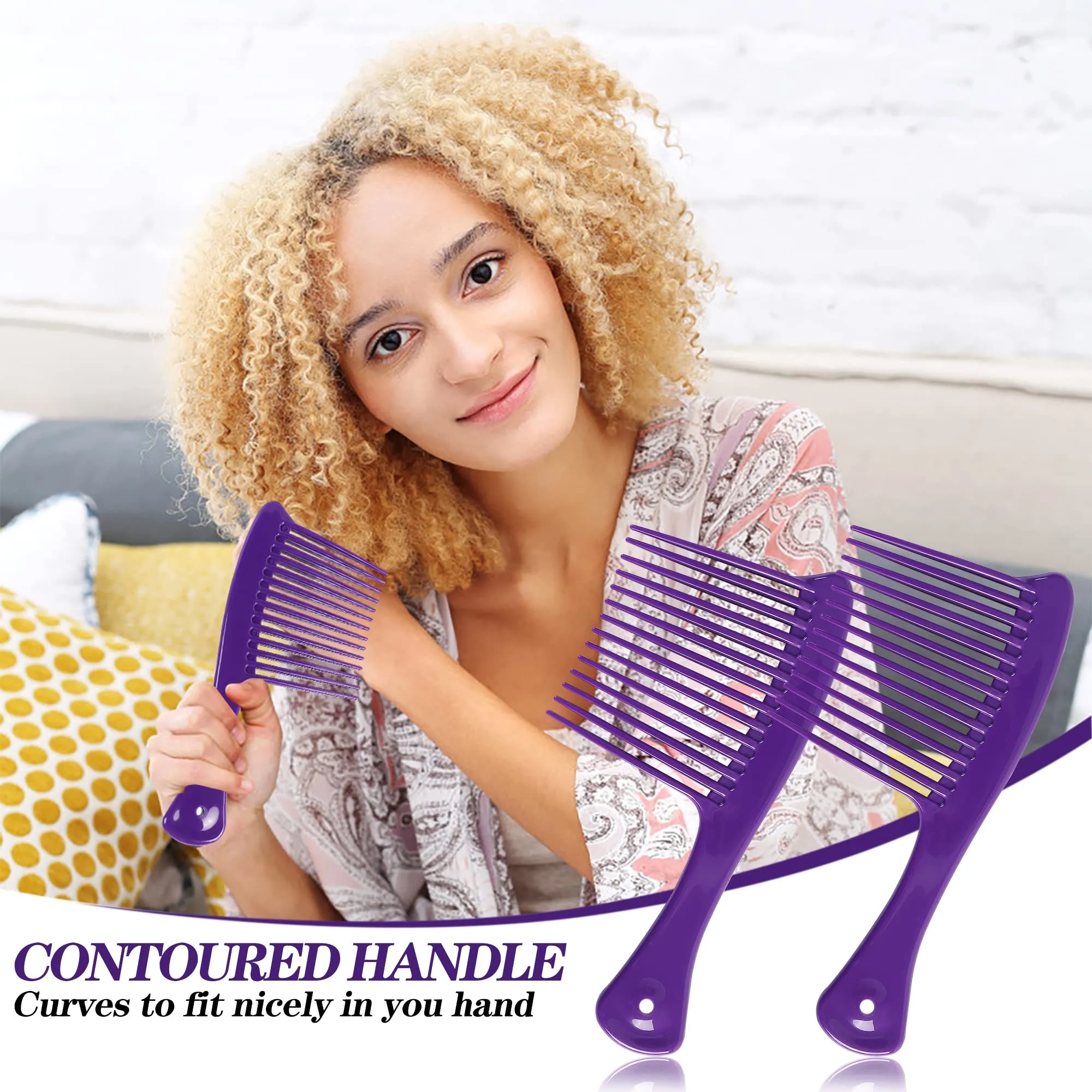 wide tooth comb hair detangler salon shampoo comb for thick hair long hair and curly hair detangling tools for 4c hair jumbo rake comb purple