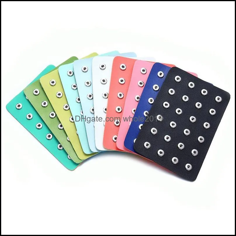 12mm 18mm snap button bead holder tray jewelry display strand package colorful pu leather storage noosa sh002