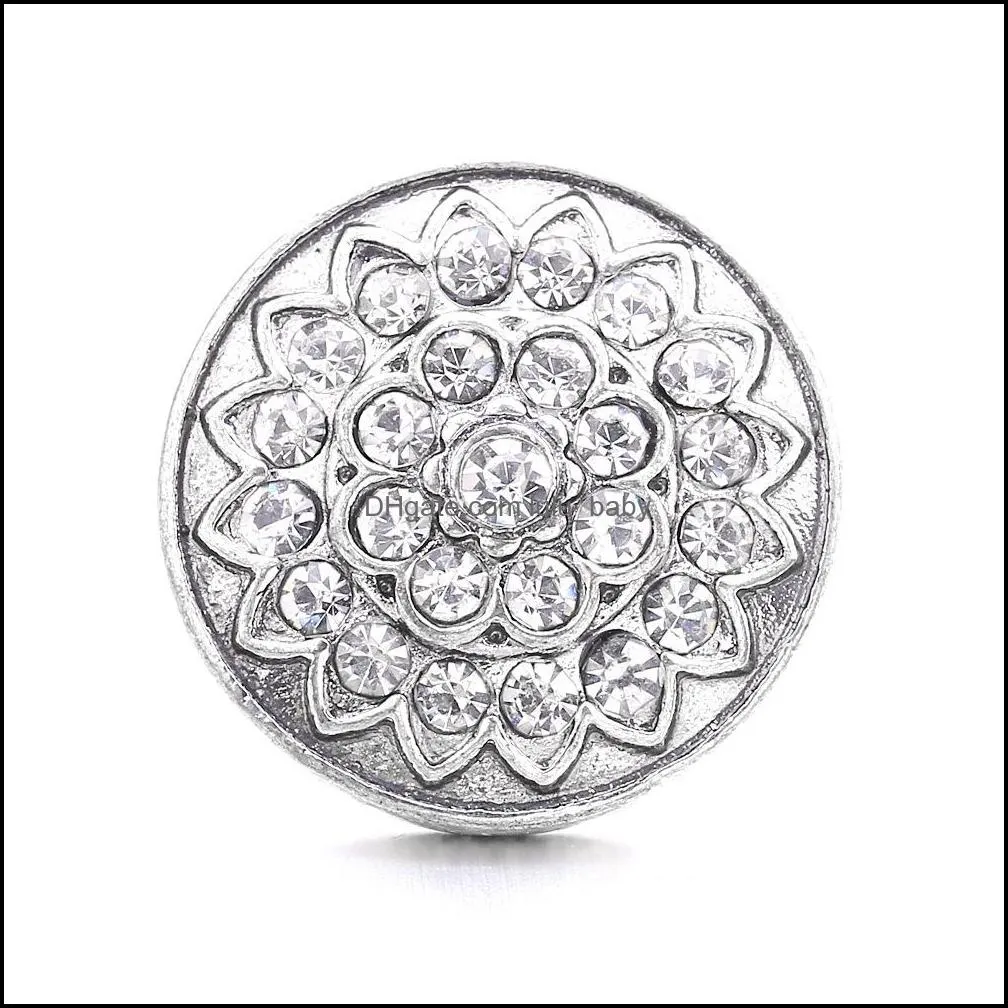 rhinestone filled snap button jewelry components 18mm metal sunflower snaps buttons fit bracelet bangle noosa b1214