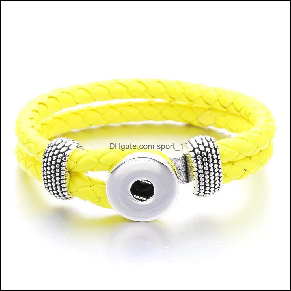 colorful ethnic style woven rope band bracelet fit 18mm snap button charms bracelet bangle jewelry for women men