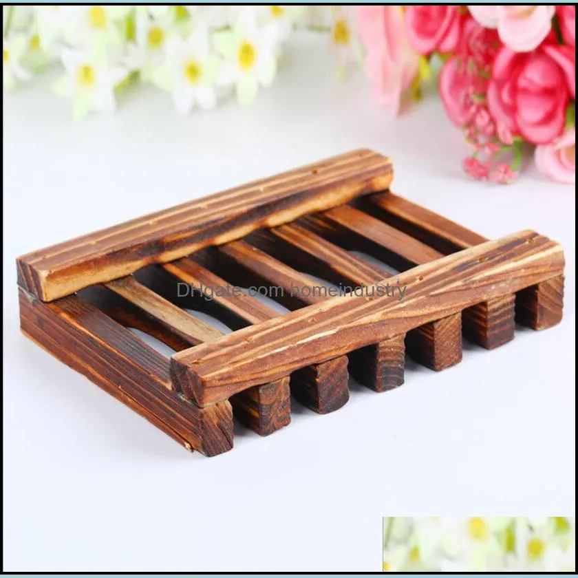 Natural Wooden Bamboo Soap Dish Tray Holder Storage Soap Rack Plate Box Container for Bath Shower New2021