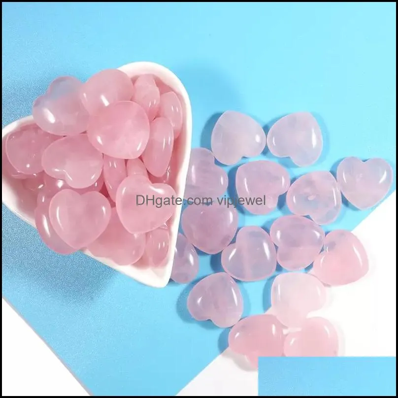 natural pink crystal rose quartz stone ornaments carved 20*8mm heart craft chakra reiki healing mineral tumbled gemstones hand home