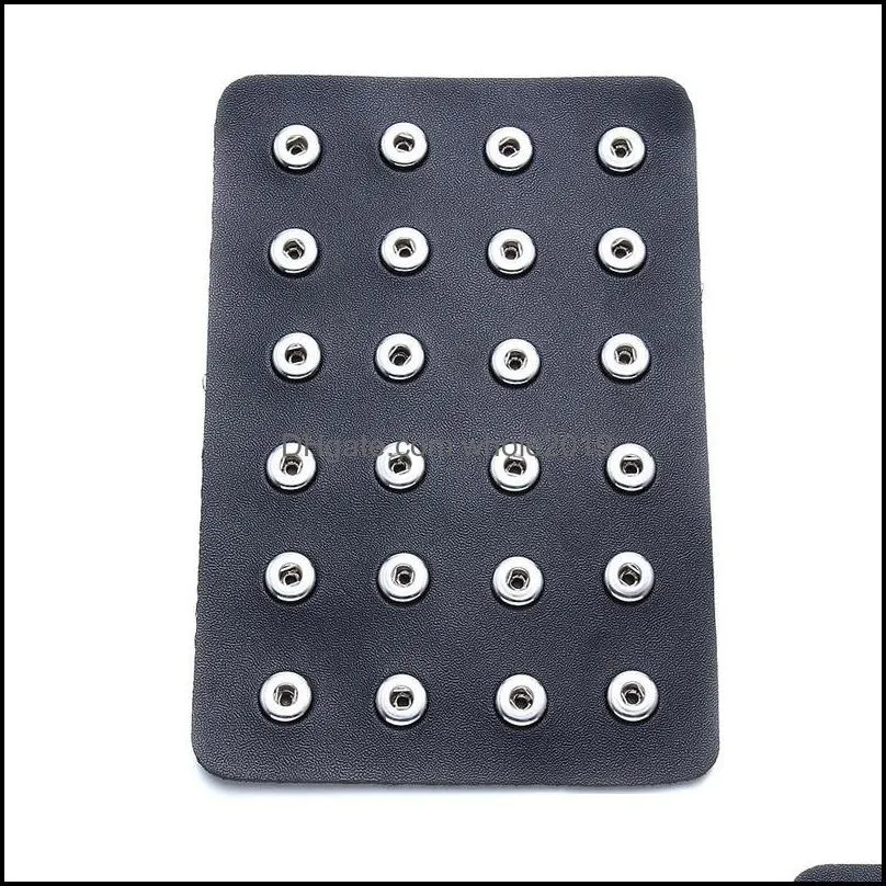 12mm 18mm snap button bead holder tray jewelry display strand package colorful pu leather storage noosa sh003