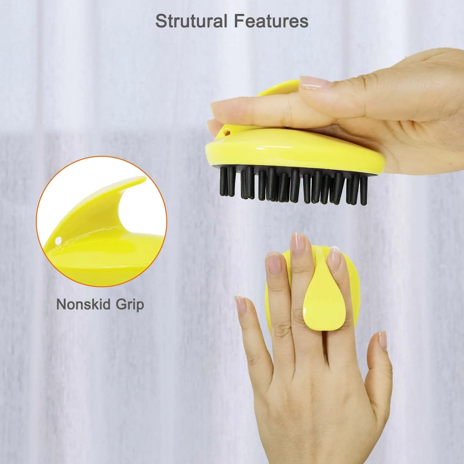 3ml hair scalp massager shampoo brush scalp care hair brush with soft silicone scalp massager for hair growth wet dry hair brush kids pets hair care tools yellow