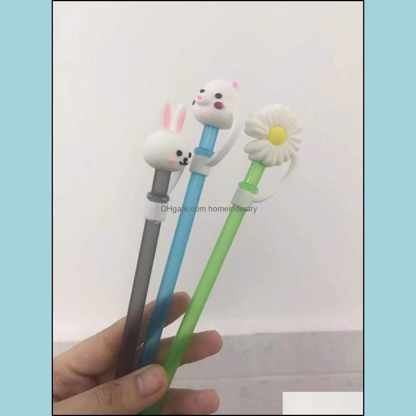 2021 Factory Price Plastic Reusable Creative Cartoon straw with Cute Topper Drinking Straws for Tumblers