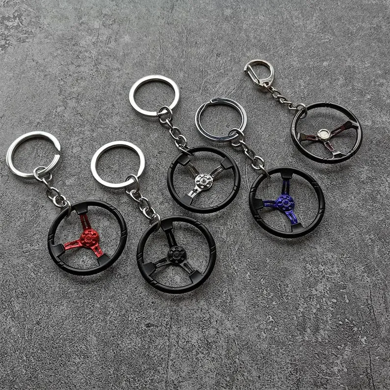 3ml car parts metal key chain set cute auto part model metal keyring holder for car lovers keys bags decoration