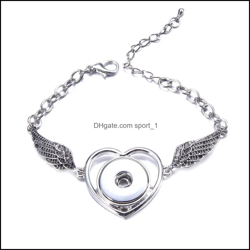 silver alloy link chain bangle noosa snap button charms bracelet fit 18mm snaps buttons jewelry for women men s48