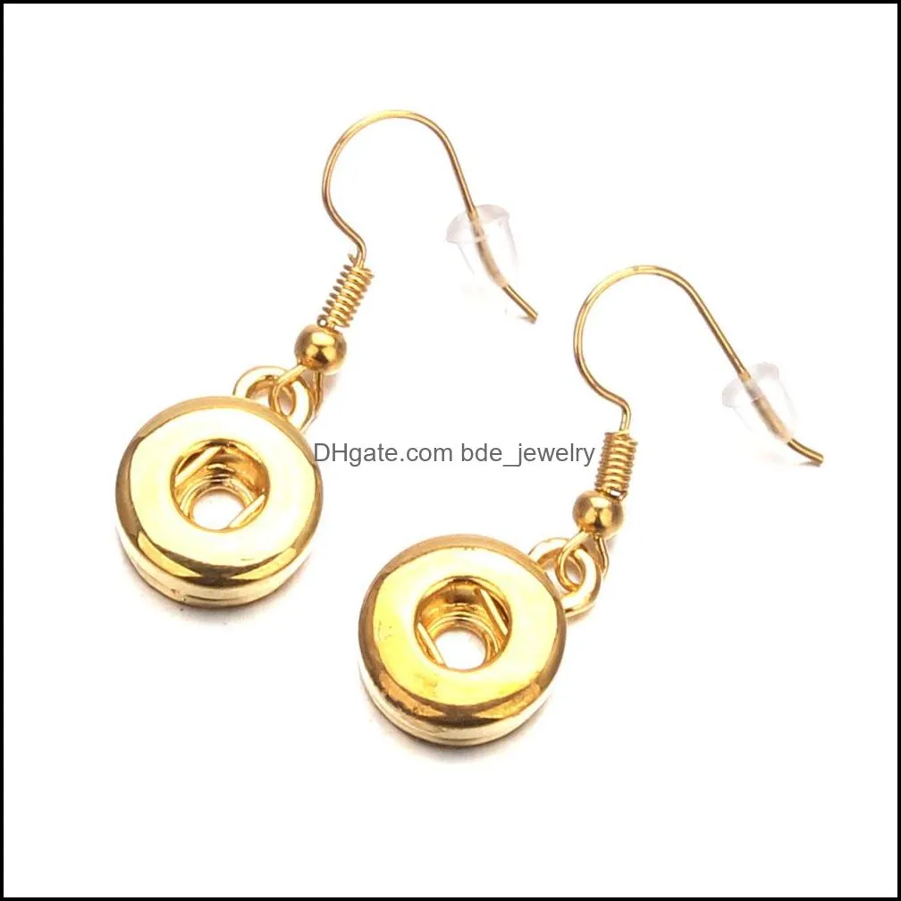 fashion lady 12mm 18mm snap button charms earrings for women gold silver plated metal jewelry