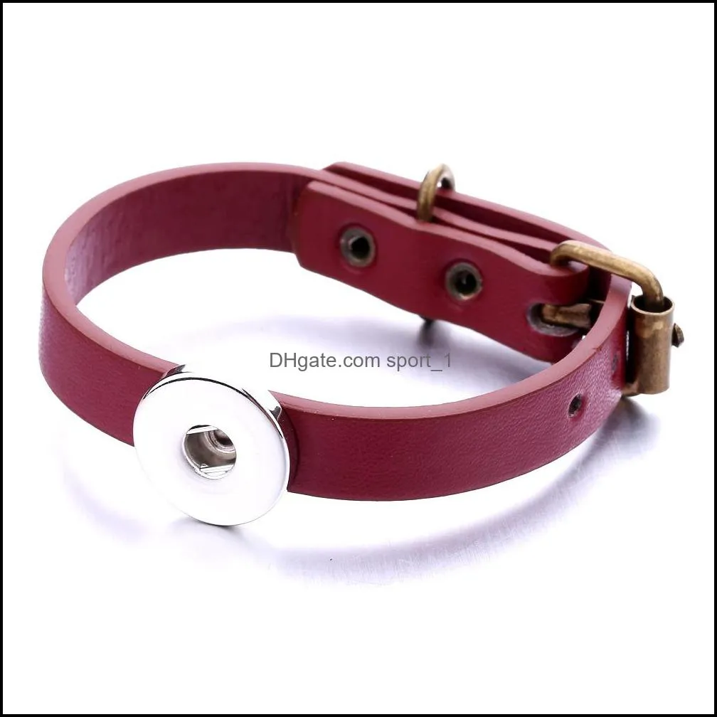 pu leather band bracelet fit 18mm snap button charms bracelet bangle jewelry for women men s11