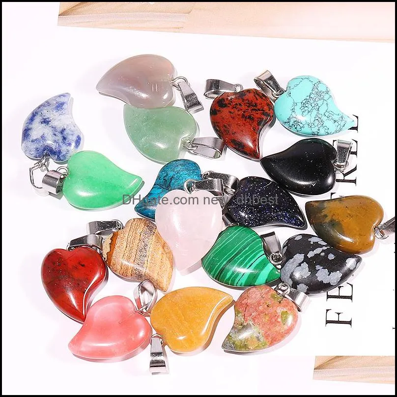 custom assorted quartz small heart charm necklace pendant diy jewelry healing crystal hearts shaped stone pendants