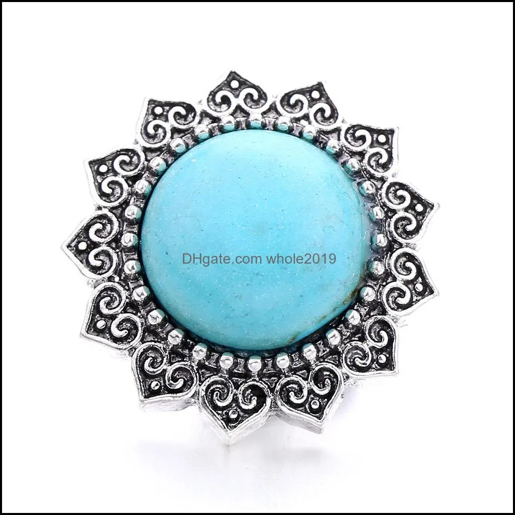 high quality snap button jewelry components sunflower acrylic turquoise 18mm 20mm metal snaps buttons fit bracelet bangle noosa b1089