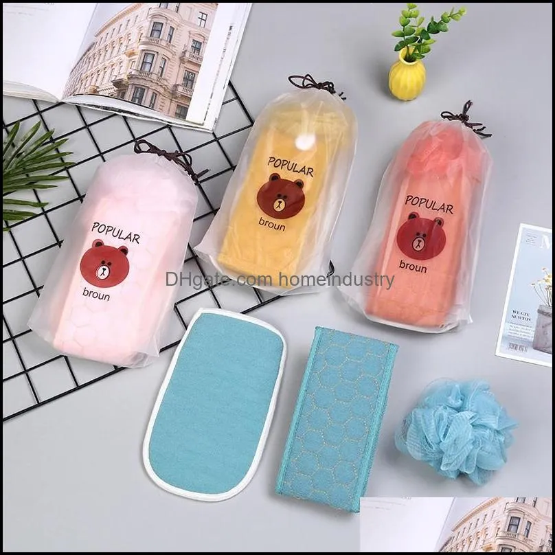 3pcs/set Body Cleaning Washcloth Soft Brush Home Hotel Bathroom Shower Ball Back Scrubber Set Exfoliating Skin Towel Bath Gloves