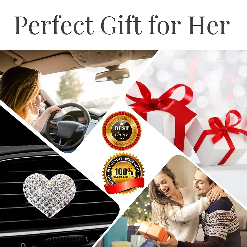 car air vent clip charms crystal car diffuser vent clip rhinestone oil diffuser vent clip car fresheners for women bling car accessories for women stylish practical bling heart