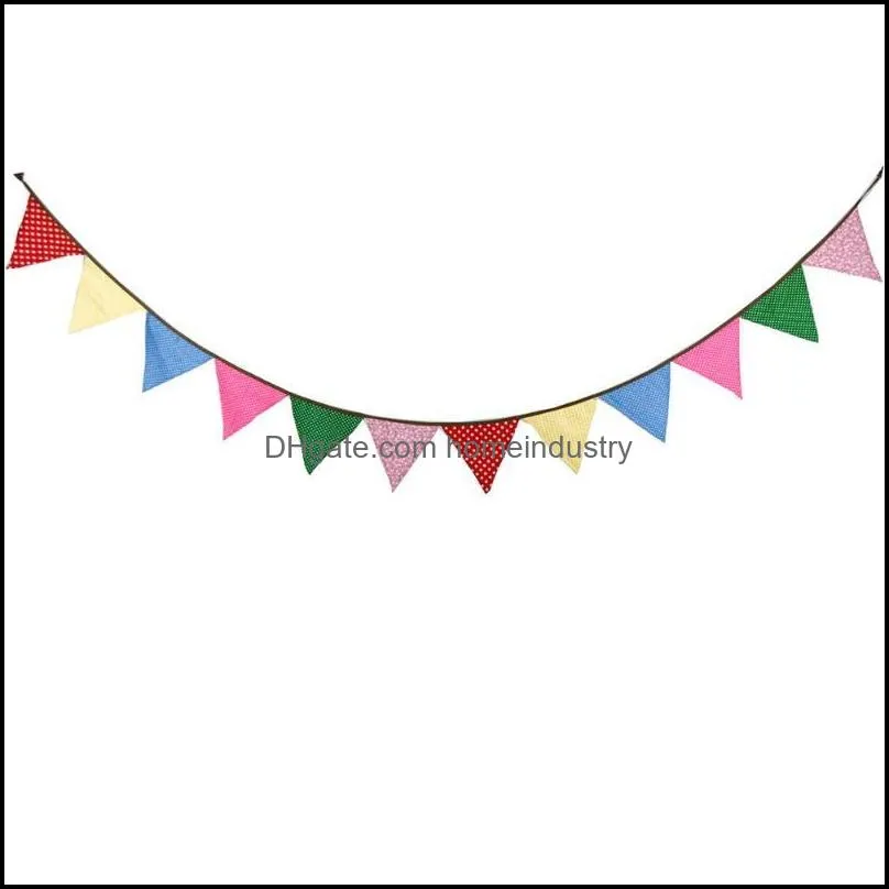 Party Decoration 3.2M RAINBOW Print Fabric Bunting Flags Wedding Banner Home Baby Shower Garland