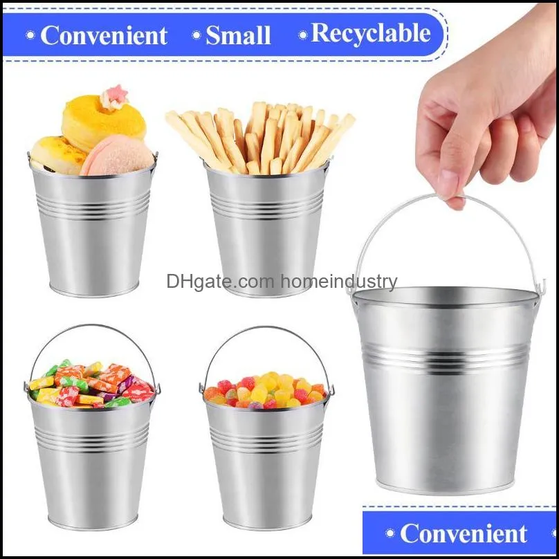 Gift Wrap Toyvian 12PCS Metal Buckets Mini Tinplate Bucket Icing French Fries Candies Tin PailsGift
