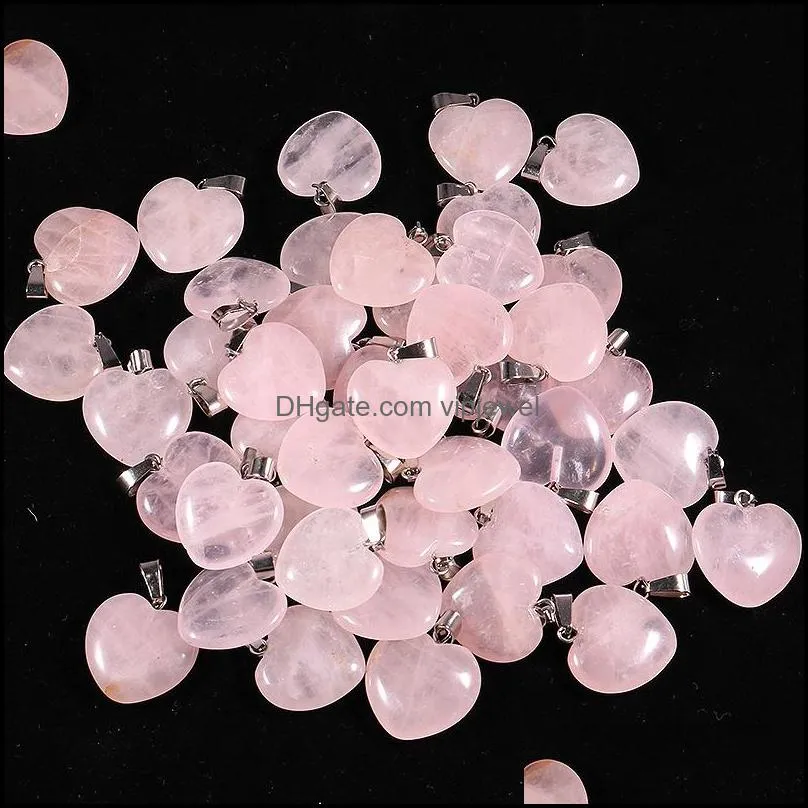 20mm heart rose quartz crystal stone pendant natural crystals bead pendants for jewelry making