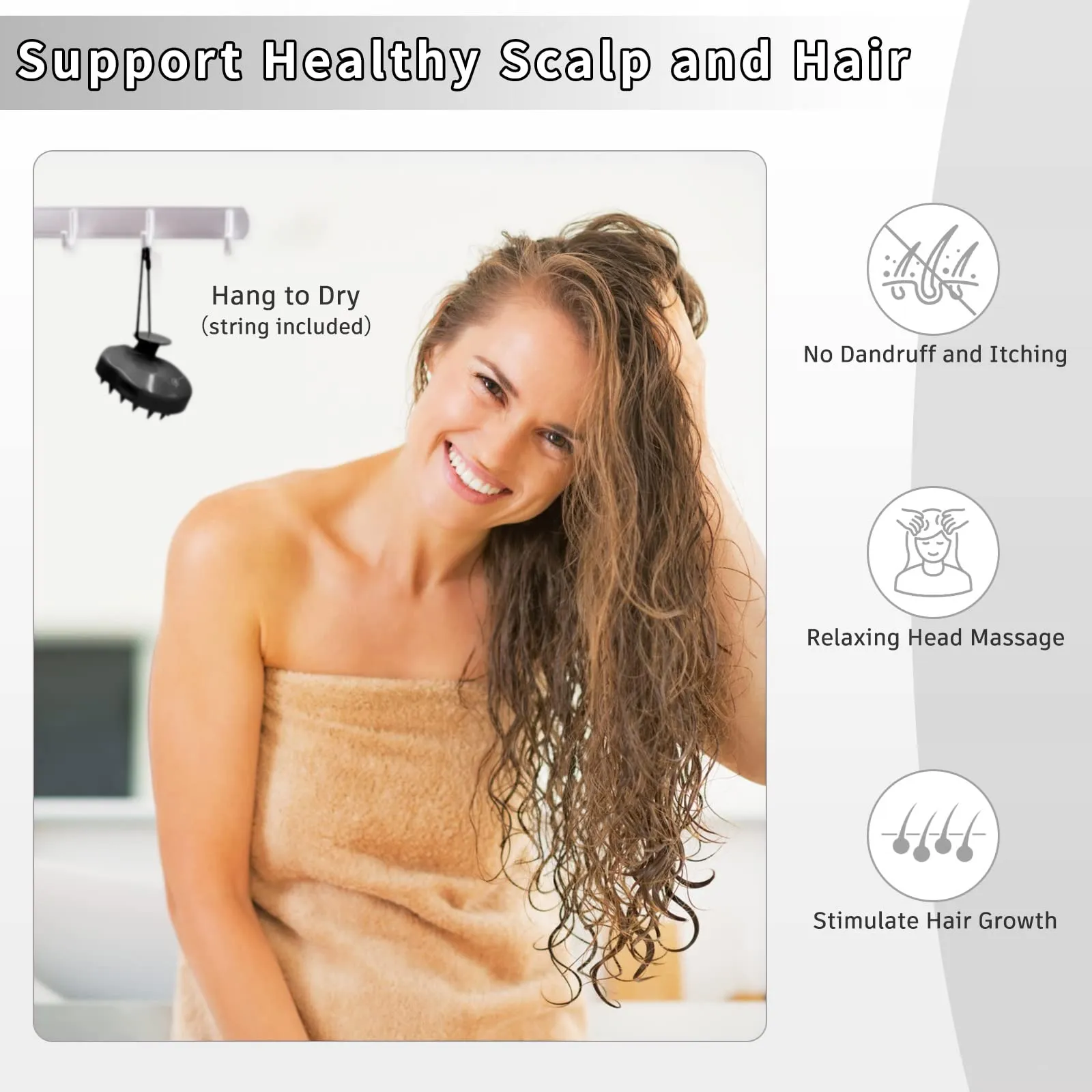 3ml scalp massager shampoo brush with soft flexible silicone bristles for hair care and head relaxation ergonomic scalp scrubber/exfoliator for dandruff removal and hair growth black