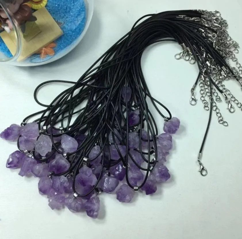 natural crystal pendant amethyst rough stone necklace wholesale