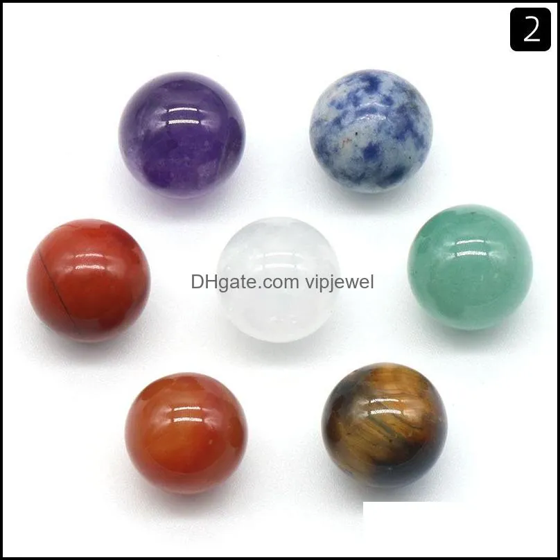 12mm 16mm 20mm round ball 7 chakras set natural stone yoga meditation ornaments beads healing energy charms crystal decoration gift