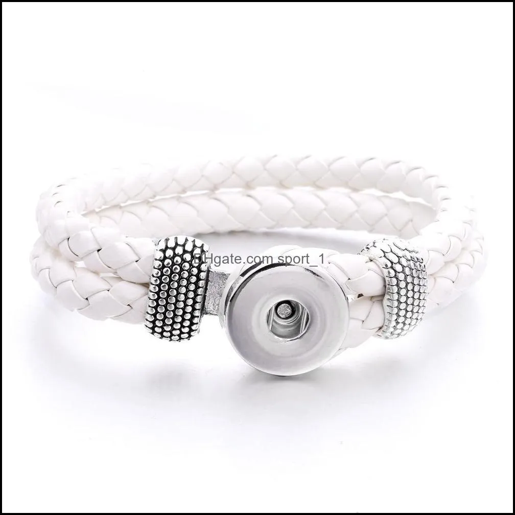 colorful ethnic style woven rope band bracelet fit 18mm snap button charms bracelet bangle jewelry for women men
