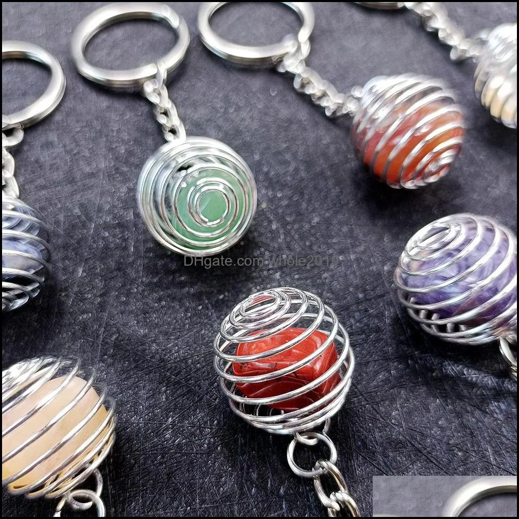 planet seven chakra keychain irregular natural stone amethysts crystal quartz key rings pendant keyrings bag accessories jewelry