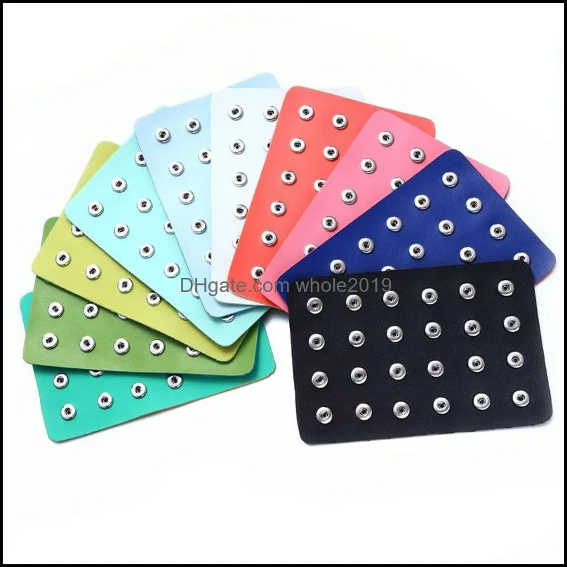 12mm 18mm snap button bead holder tray jewelry display strand package colorful pu leather storage noosa sh003