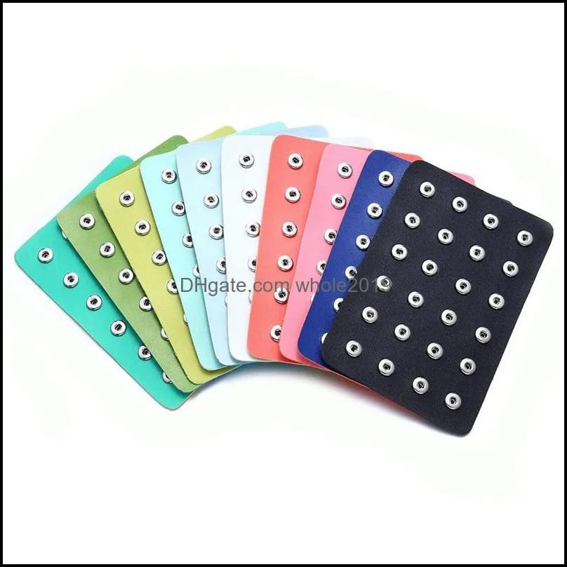 12mm 18mm snap button bead holder tray jewelry display strand package colorful pu leather storage noosa sh004