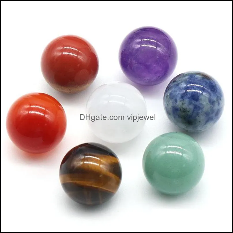 12mm 16mm 20mm round ball 7 chakras set natural stone yoga meditation ornaments beads healing energy charms crystal decoration gift