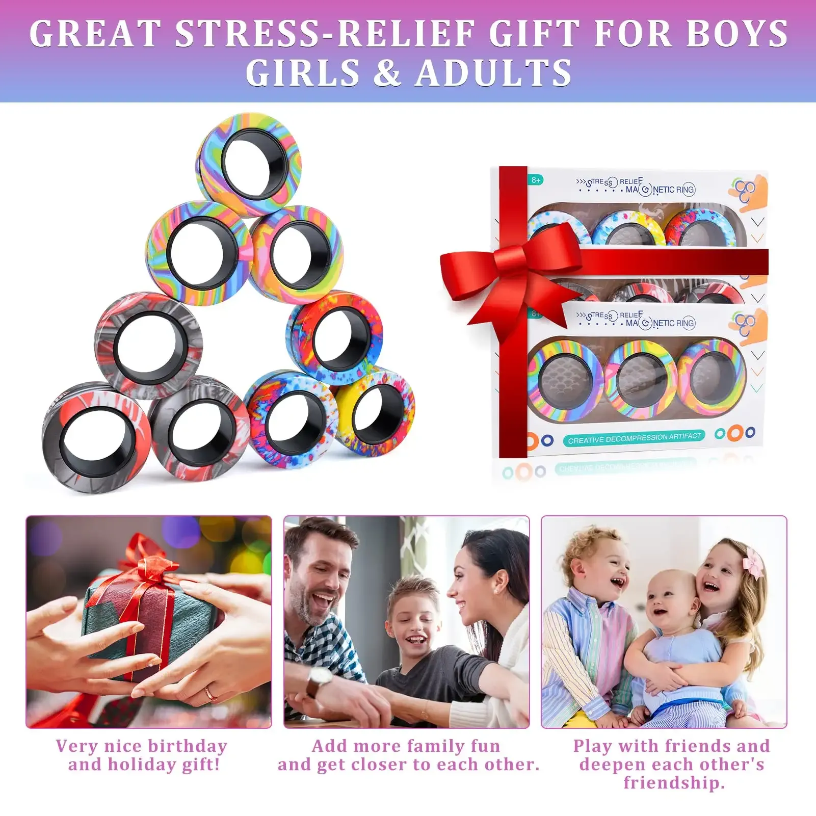 magnetic rings fidget toy set idea adhd anxiety decompression magnetic fidget toys adult fidget spinner rings for relief finger fidget toys gifts for 8 9 10 11 12 13add year old boy girl teen