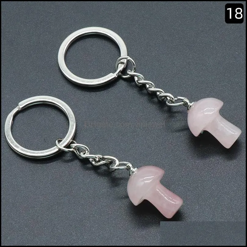 natural stone key chain ring mushroom pendant keychains cute mini statue charms keychain pendant lovely keyring for car bag ornament