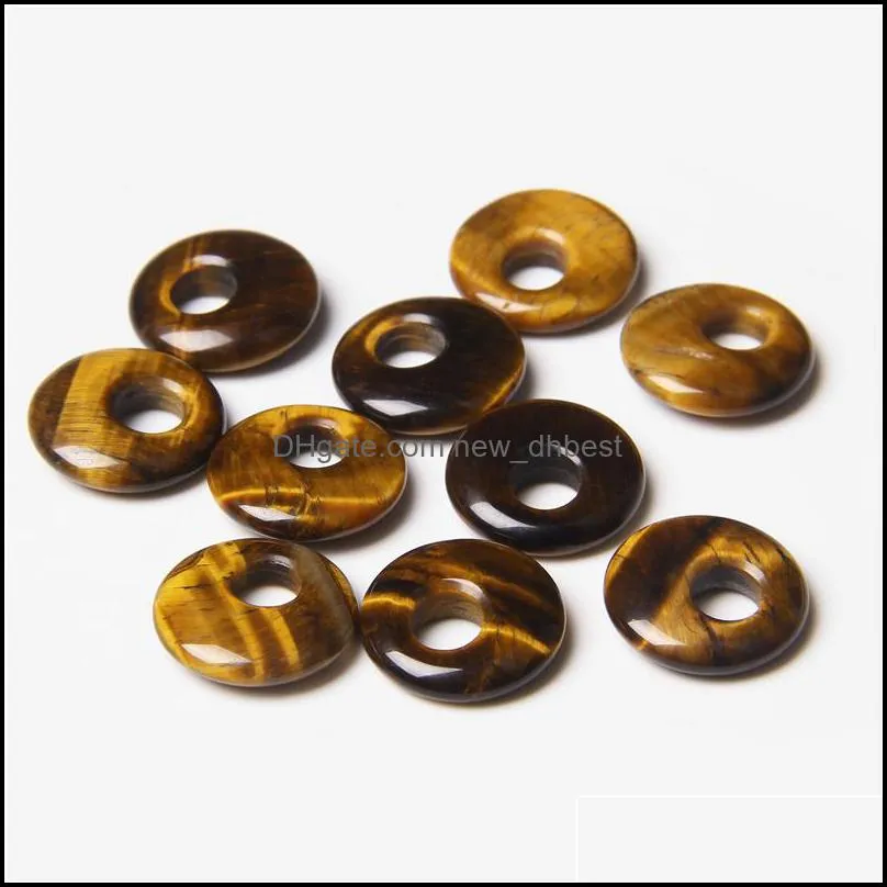 fashion 18mm gogo donut charms natural stone beads for jewelry making necklace pendant earrings charm accessories