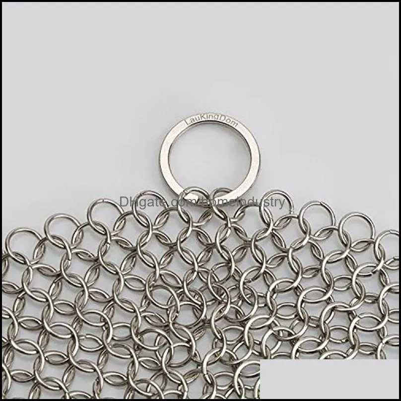 Cast Iron Cleaner 304 Stainless Steel Chainmail Scrubber for Cast Iron Pan Pre-Seasoned pans Dutch Ovens Waffle Iron Scraper