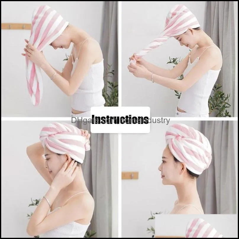 Microfibre After Shower Hair Drying Wrap Womens Girls Lady`s Towel Quick Dry Hair Hat Cap Turban Head Wraps Bathing Accessories 184