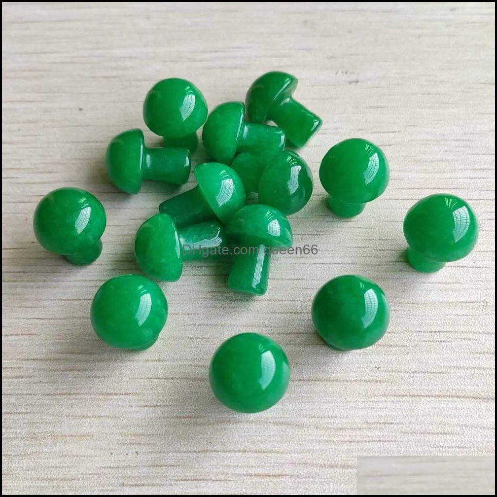 2cm carved mini mushroom stone statue ornament green crystal stones home decor gift jewelry making pendant wholesale