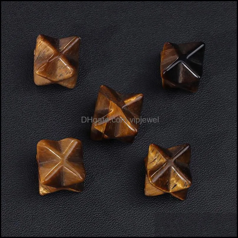 12-13mm natural stone star shape beads undrilled polished tiger eye agates stone hexagram meditation jewelry for diy home decor
