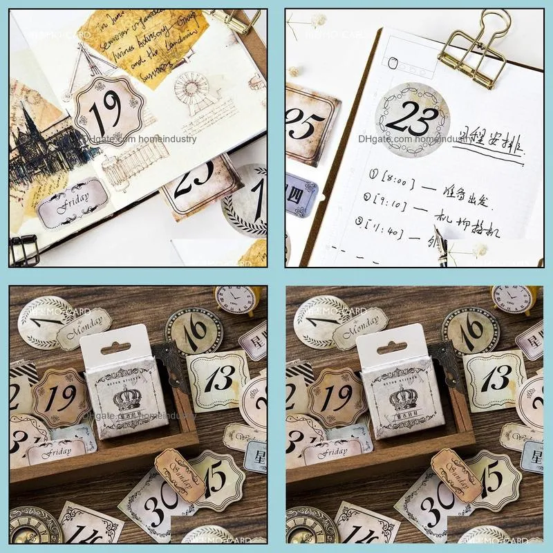 Gift Wrap PCS/box Vintage Date Paper Lable Stickers Crafts And Scrapbooking Decorative Lifelog Sticker Cute StationeryGift GiftGift