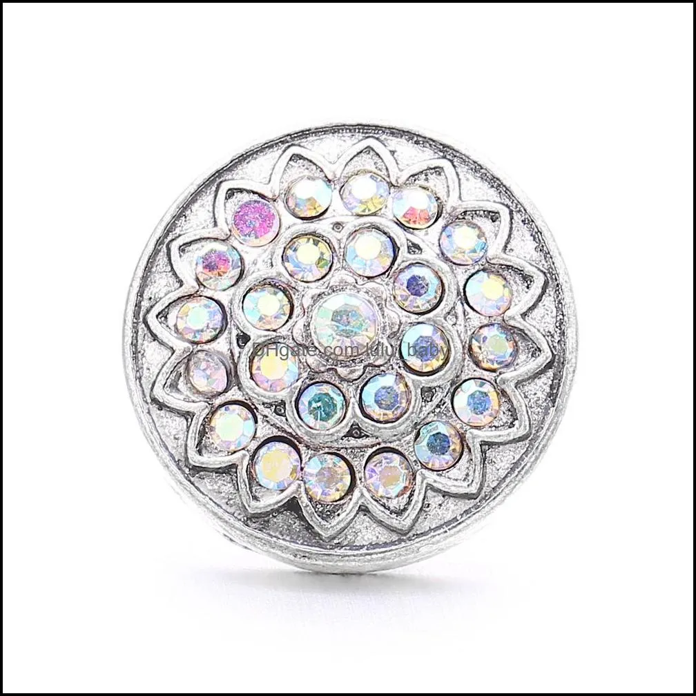 rhinestone filled snap button jewelry components 18mm metal sunflower snaps buttons fit bracelet bangle noosa b1214