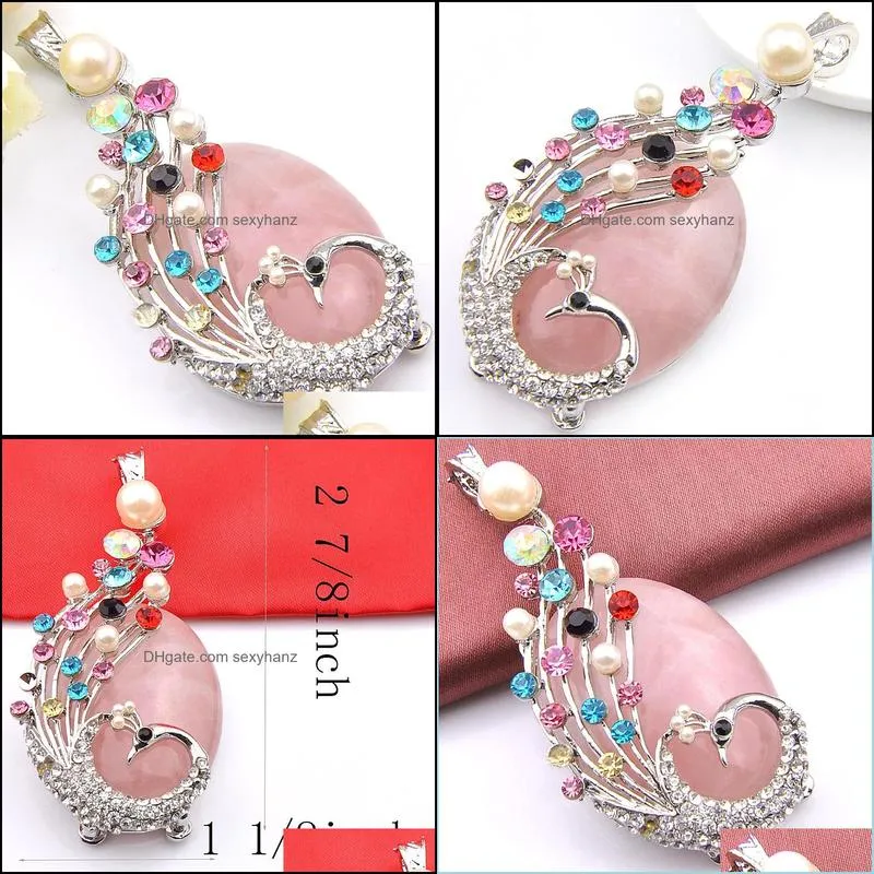 3 Pieces 1LOT Natural Powder crystal Gemstone 925 Sterling Silver USA Israel Wedding Engagement Pendants Weddings Jewelry