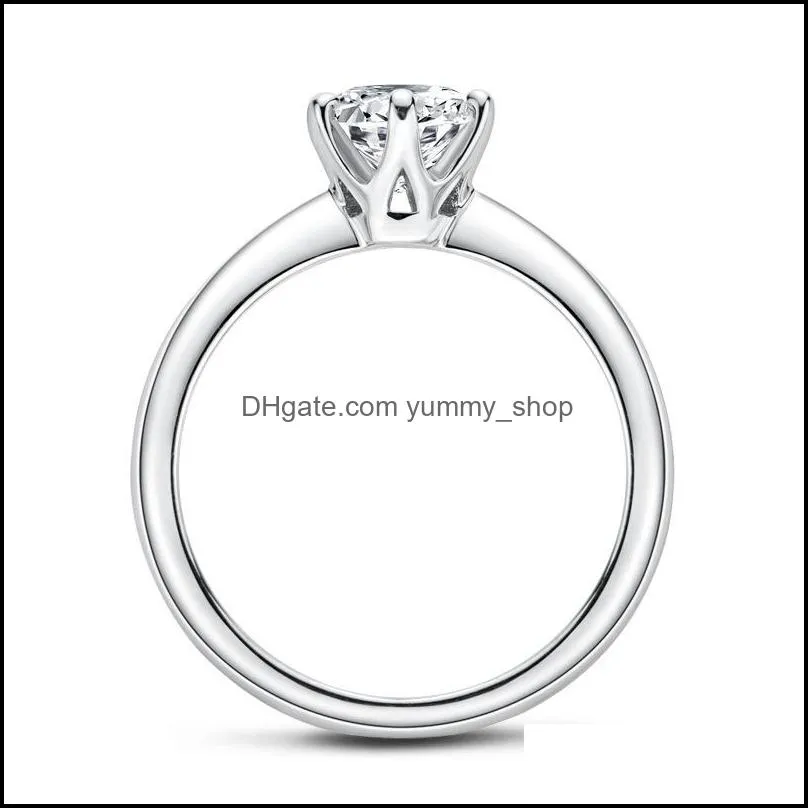 Womens Ring Moissanite Solitaire Engagement Wedding 925 Sterling Silver 18K Gold Plated Promise Wed Rings For Women