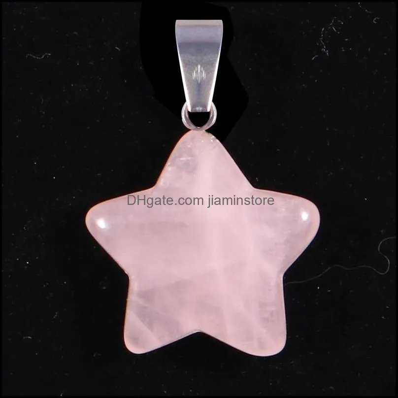 Small Customized Natural Crystal Quartz Carved Star Charms Stone Pendant for DIY Jewelry Making Necklace