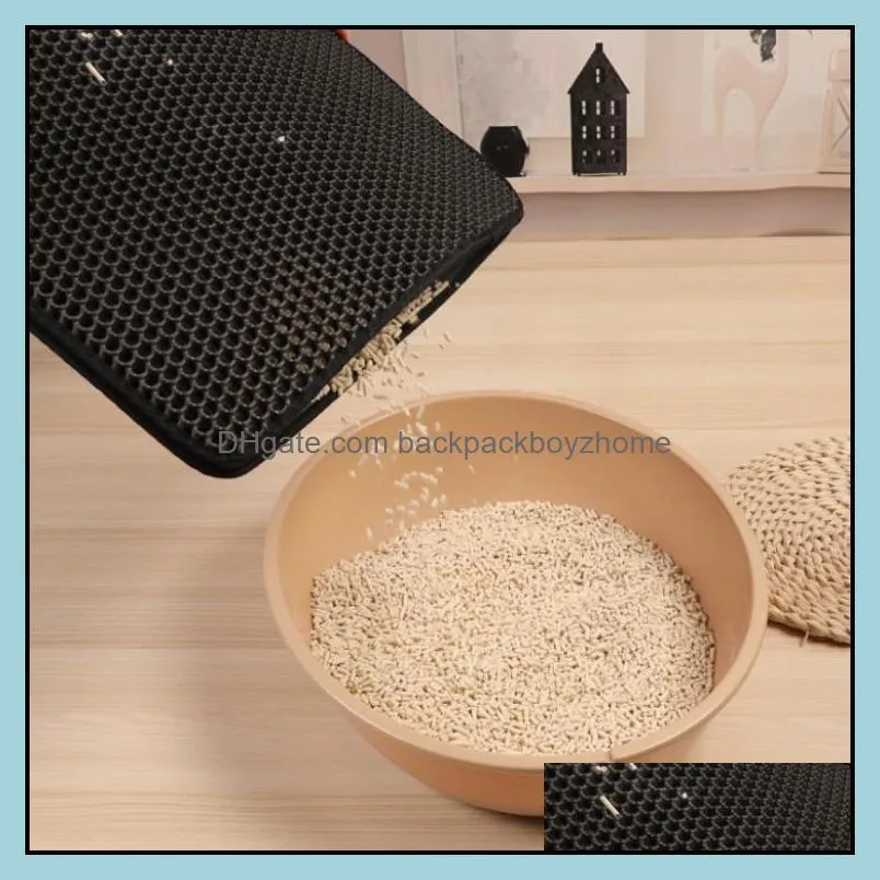 Waterproof Pet Cat Litter Mat Double Layer Bed Pads Cats Pets Trapping Easy Clean Beds & Furniture