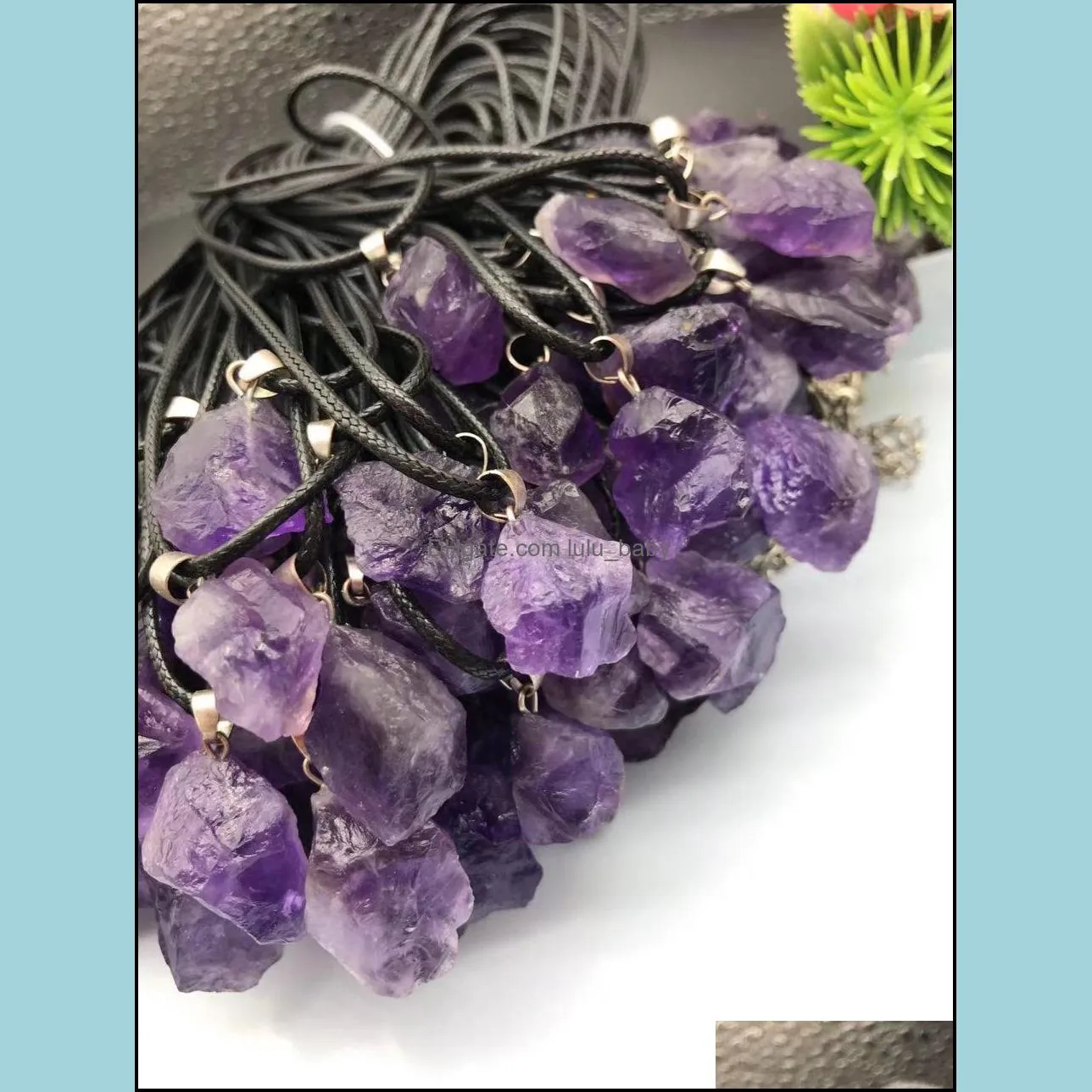 Bulk Crystal Natural Necklace Wholesale Healing Crystal Pendant Amethyst Rough Stone Clear Quartz Fluorite Citrine Rose Quartz