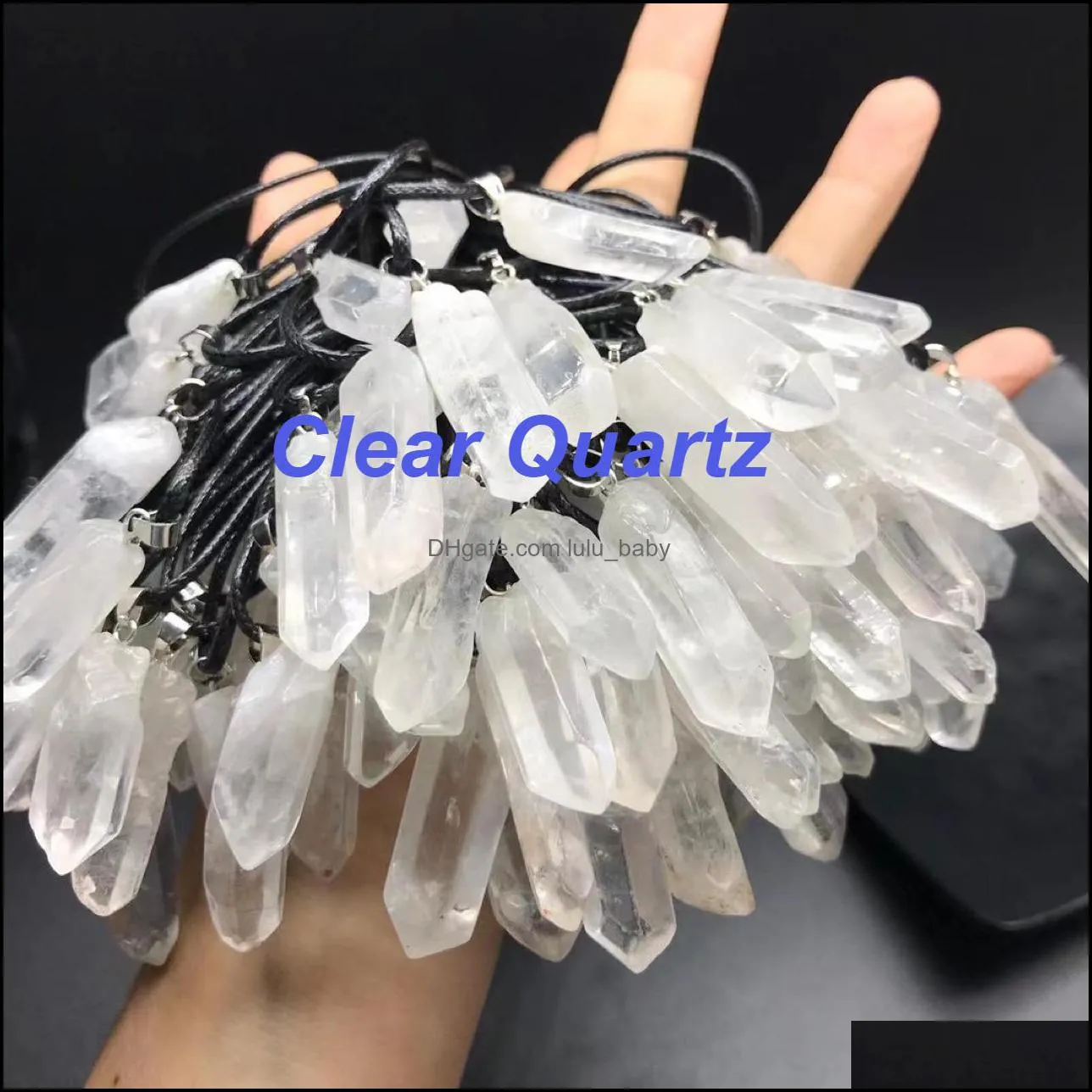 Bulk Crystal Natural Necklace Wholesale Healing Crystal Pendant Amethyst Rough Stone Clear Quartz Fluorite Citrine Rose Quartz