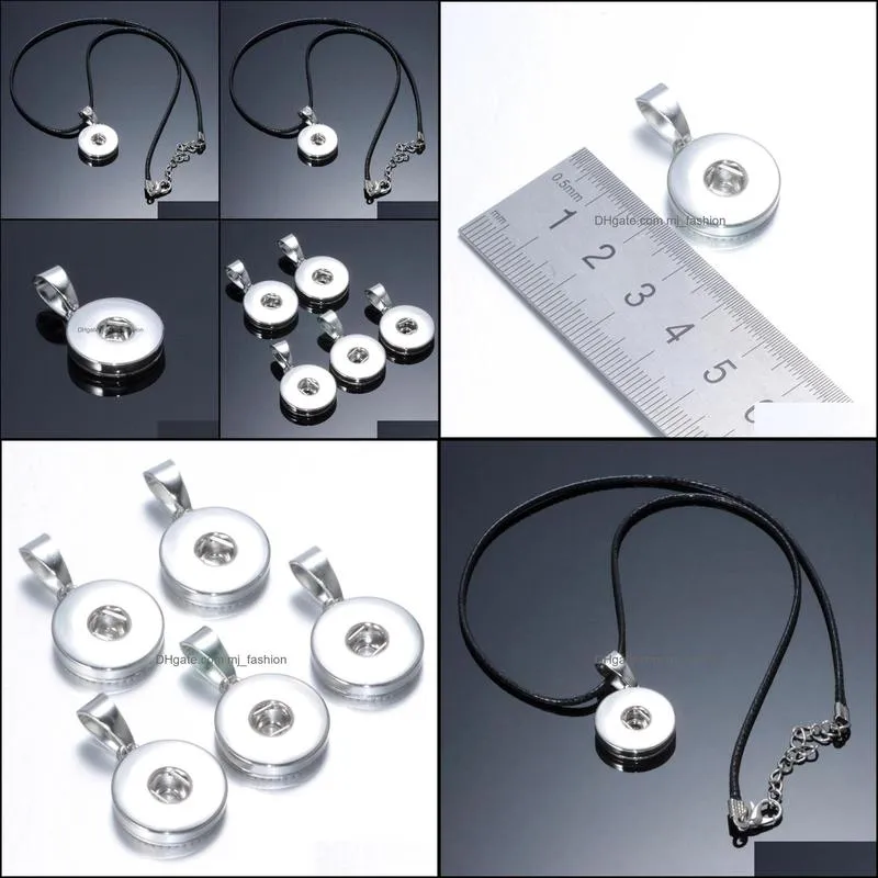 Snap Button Jewelry Classic Round shape Pendant Fit 18mm Snaps Buttons Necklace for Women Men Noosa