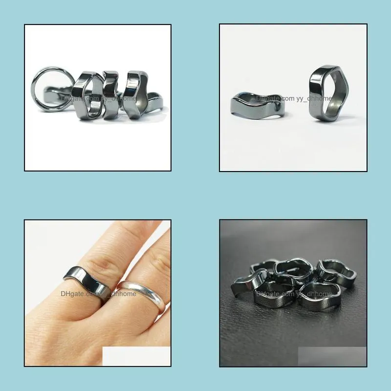 Black Band Rings,Hematite Ring,Wave Design Stackable,mix size lot Wholesale